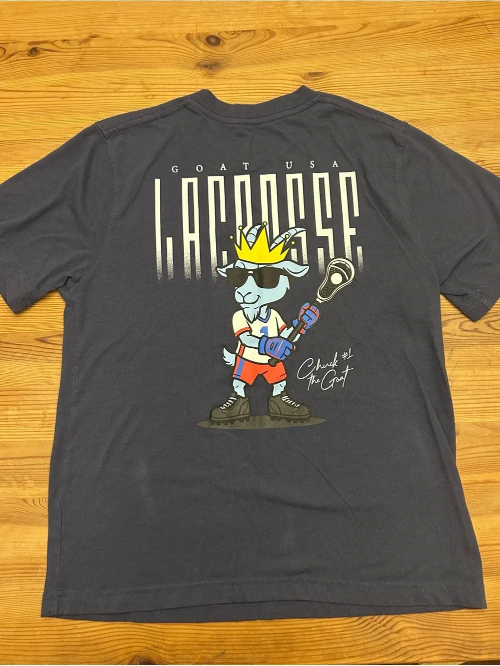 GOAT USA Lacrosse Graphic Tee - Navy with goat logo on chest and back
